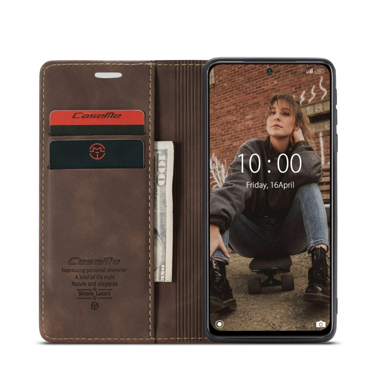 For Xiaomi Redmi Note 10 4G / Note 10s CaseMe 013 Multifunctional Horizontal Flip Leather Case with Holder & Card Slot & Wallet(Coffee) - free shipping - PMC TechLife - Order now!