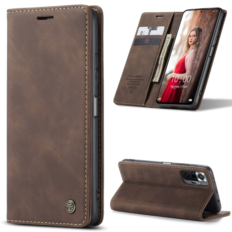 For Xiaomi Redmi Note 10 Pro 4G / Note 10 Pro Max CaseMe 013 Multifunctional Horizontal Flip Leather Case with Holder & Card Slot & Wallet(Coffee) - free shipping - PMC TechLife - Order now!