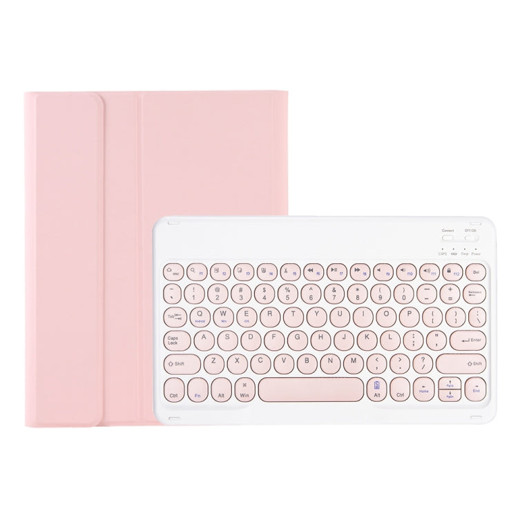 YT098B Detachable Candy Color Skin Feel Texture Round Keycap Bluetooth Keyboard Leather Case For iPad Air 11 2024 / 2025 / Air 4 10.9 2020 / Air 5 10.9 2022 (Pink) - free shipping - PMC TechLife - Order now!