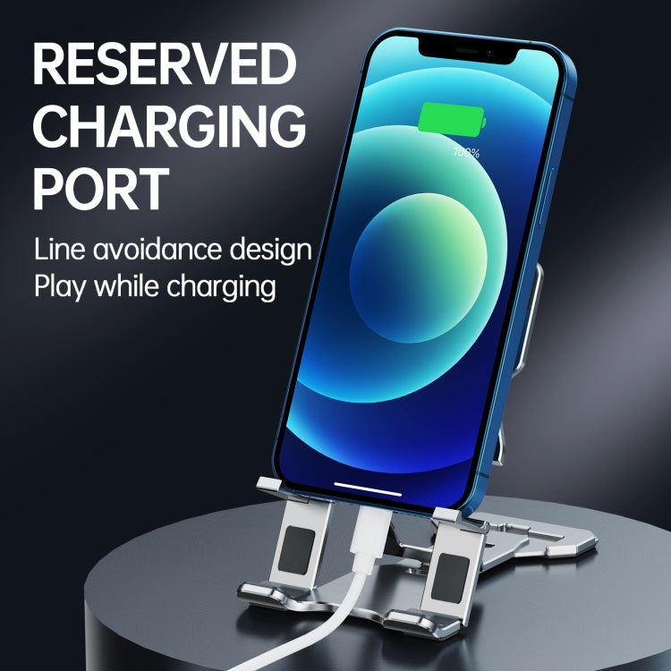 R-JUST HZ06 Universal Foldable Magnetic Flakes Aluminum Alloy Mobile Phones / Tablets Holder(Grey) - Desktop Holder by R-JUST | Online Shopping South Africa | PMC TechLife