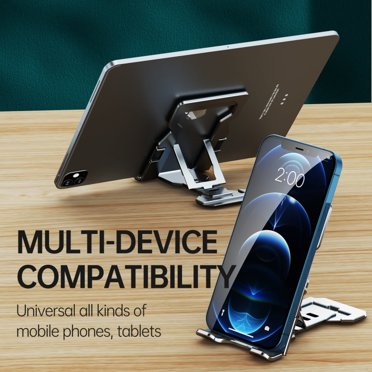 R-JUST HZ06 Universal Foldable Magnetic Flakes Aluminum Alloy Mobile Phones / Tablets Holder(Silver) - Desktop Holder by R-JUST | Online Shopping South Africa | PMC TechLife | Buy Now Pay Later Mobicred