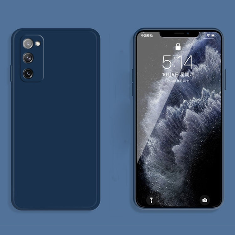 For Samsung Galaxy S20 FE Solid Color Imitation Liquid Silicone Straight Edge Dropproof Full Coverage Protective Case(Blue) - free shipping - PMC TechLife - Order now!