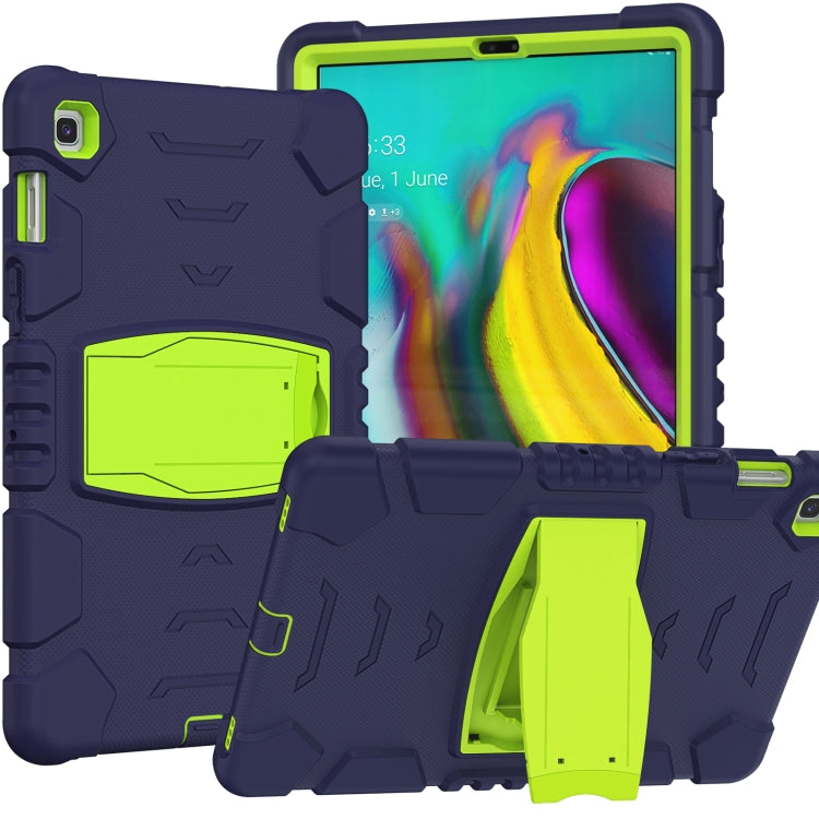 3-Layer Protection Screen Frame + PC + Silicone Shockproof Combination Case with Holder For Samsung Galaxy Tab S5e T720(Navy Blue + Lime) - Tab S5E 10.5 T720 / T725 by PMC TechLife | Online Shopping South Africa | PMC TechLife | Buy Now Pay Later Mobicred