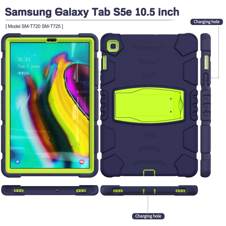 3-Layer Protection Screen Frame + PC + Silicone Shockproof Combination Case with Holder For Samsung Galaxy Tab S5e T720(Navy Blue + Lime) - Tab S5E 10.5 T720 / T725 by PMC TechLife | Online Shopping South Africa | PMC TechLife | Buy Now Pay Later Mobicred
