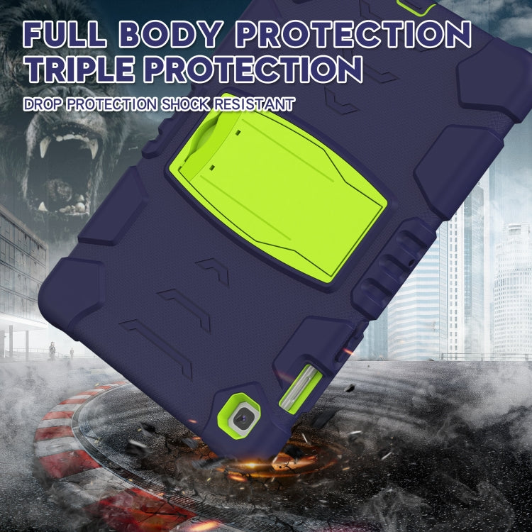 3-Layer Protection Screen Frame + PC + Silicone Shockproof Combination Case with Holder For Samsung Galaxy Tab S5e T720(Navy Blue + Lime) - Tab S5E 10.5 T720 / T725 by PMC TechLife | Online Shopping South Africa | PMC TechLife | Buy Now Pay Later Mobicred