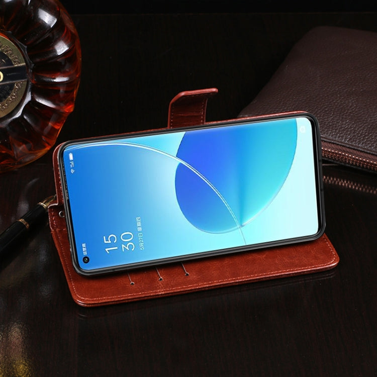 For OPPO Reno 6 Pro 5G idewei Crazy Horse Texture Horizontal Flip Leather Case with Holder & Card Slots & Wallet(Rose Red) - OPPO Cases by idewei | Online Shopping South Africa | PMC TechLife | Buy Now Pay Later Mobicred