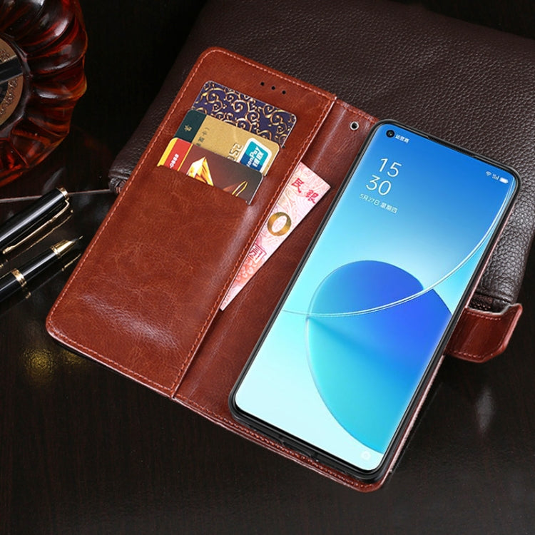 For OPPO Reno 6 Pro 5G idewei Crazy Horse Texture Horizontal Flip Leather Case with Holder & Card Slots & Wallet(Rose Red) - OPPO Cases by idewei | Online Shopping South Africa | PMC TechLife | Buy Now Pay Later Mobicred