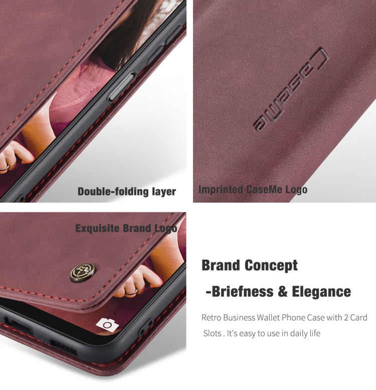 For Samsung Galaxy A22 5G CaseMe 013 Multifunctional Horizontal Flip Leather Case with Card Slot & Holder & Wallet(Wine Red) - Galaxy Phone Cases by CaseMe | Online Shopping South Africa | PMC TechLife | Buy Now Pay Later Mobicred