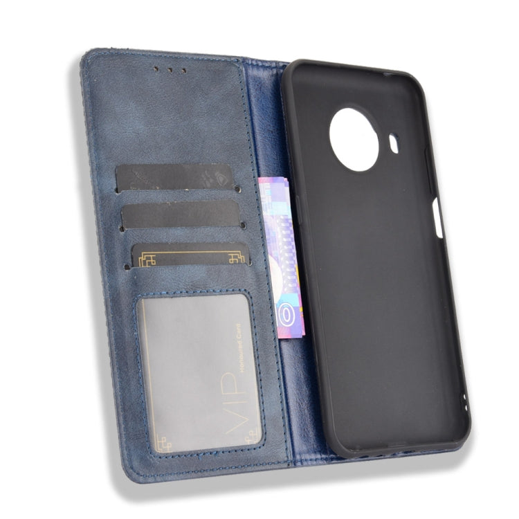 For Nokia X10 / X20 Magnetic Buckle Retro Crazy Horse Texture Horizontal Flip Leather Case with Holder & Card Slots & Photo Frame(Blue) - free shipping - PMC TechLife - Order now!