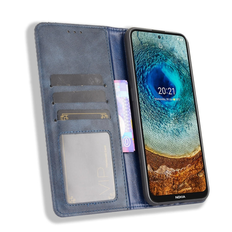 For Nokia X10 / X20 Magnetic Buckle Retro Crazy Horse Texture Horizontal Flip Leather Case with Holder & Card Slots & Photo Frame(Blue) - free shipping - PMC TechLife - Order now!