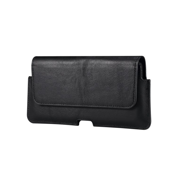 Universal Cow Leather Horizontal Mobile Phone Leather Case Waist Bag For 6.7 inch and Below Phones(Black) - More iPhone Cases by PMC TechLife | Online Shopping South Africa | PMC TechLife