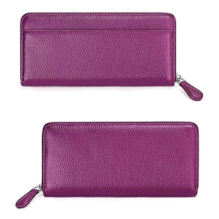 RFID Lychee Texture Fashion Organ Clutch Ladies Zipper Long Change Bag(Purple) - free shipping - PMC TechLife - Order now!