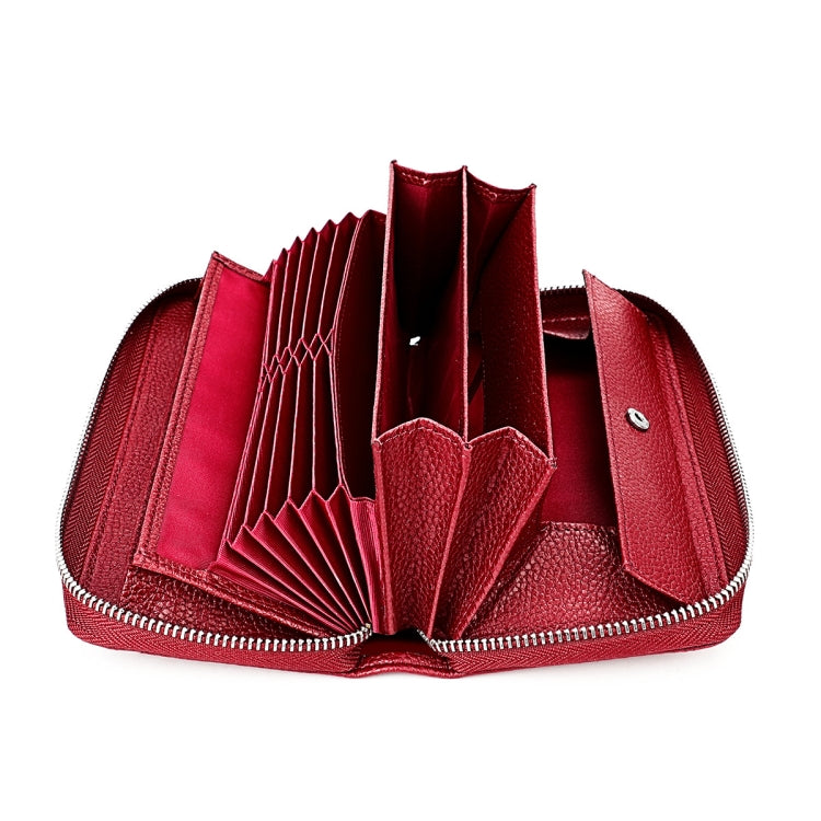 RFID Lychee Texture Fashion Organ Clutch Ladies Zipper Long Change Bag(Purple) - free shipping - PMC TechLife - Order now!