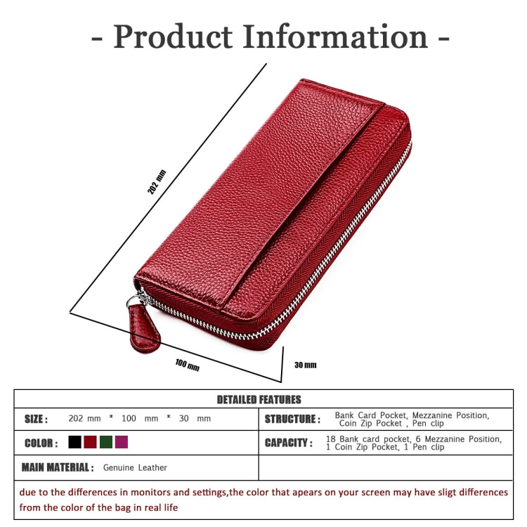 RFID Lychee Texture Fashion Organ Clutch Ladies Zipper Long Change Bag(ArmyGreen) - free shipping - PMC TechLife - Order now!
