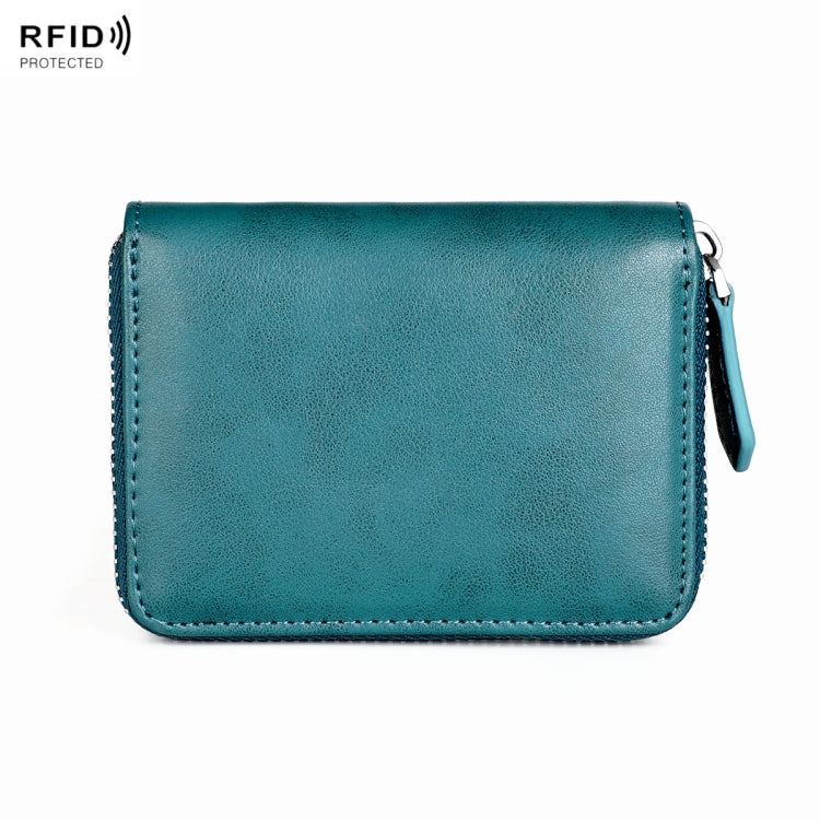 RFID Anti-theft Zipper Leather Coin Purse Coin Storage Bag(Blue) - Antimagnetic RFID Package by PMC TechLife | Online Shopping South Africa | PMC TechLife | Buy Now Pay Later Mobicred