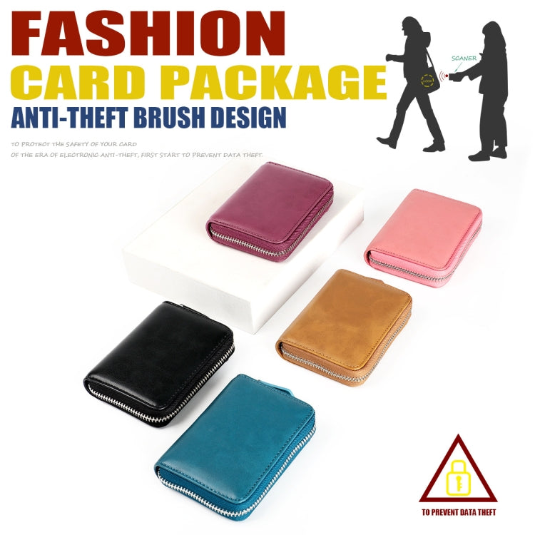 RFID Anti-theft Zipper Leather Coin Purse Coin Storage Bag(Black) - free shipping - PMC TechLife - Order now!