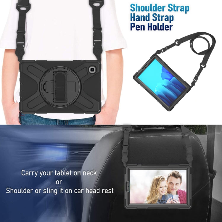 For Samsung Galaxy Tab A7 Lite T220 / T225 Silicone + PC Protective Case with Holder & Shoulder Strap(Black) - free shipping - PMC TechLife - Order now!