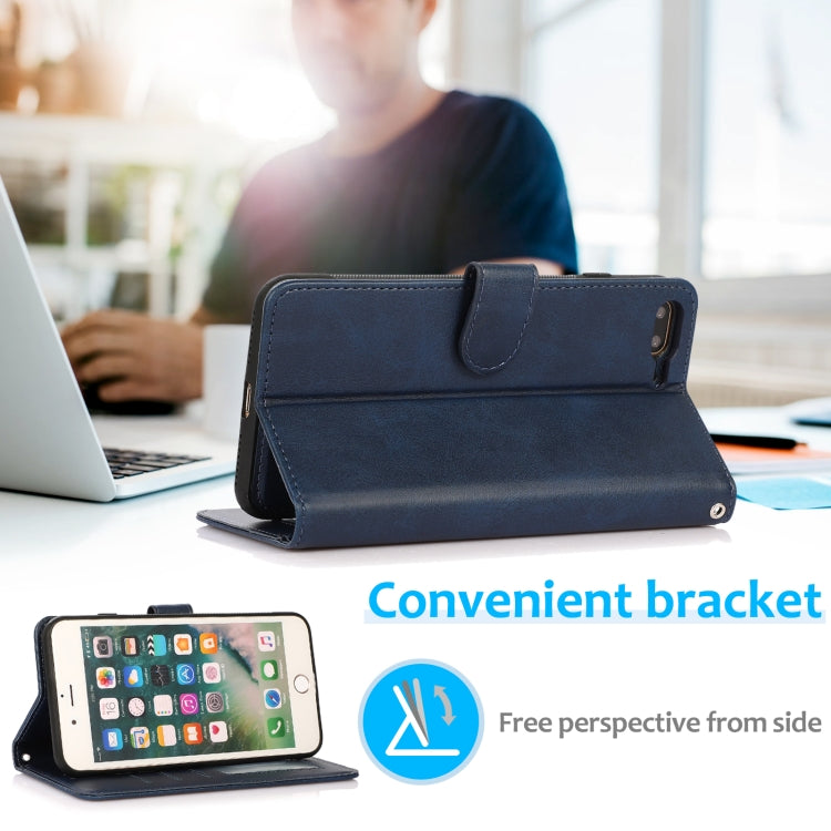 Calf Texture 2 in 1 Detachable Magnetic Back Cover Horizontal Flip Leather Case with Holder & Card Slots & Wallet & Photo Frame For iPhone 8 Plus / 7 Plus(Blue) - free shipping - PMC TechLife - Order now!