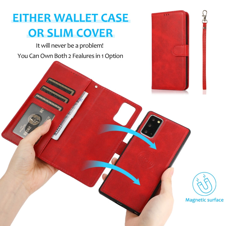 For Samsung Galaxy Note20 Calf Texture 2 in 1 Detachable Magnetic Back Cover Horizontal Flip Leather Case with Holder & Card Slots & Wallet & Photo Frame(Red) - free shipping - PMC TechLife - Order now!