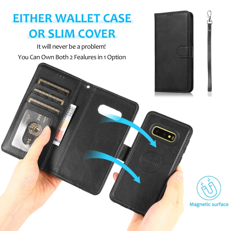 For Samsung Galaxy S10e Calf Texture 2 in 1 Detachable Magnetic Back Cover Horizontal Flip Leather Case with Holder & Card Slots & Wallet & Photo Frame(Black) - free shipping - PMC TechLife - Order now!