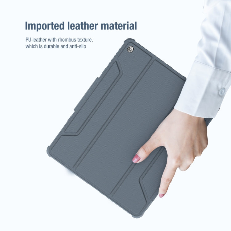 For iPad Pro 12.9 2022 / 2021 / 2020 NILLKIN Bumper Pro Horizontal Flip Leather Tablet Case with Pen Slot & Holder & Sleep / Wake-up Function (Blue) - free shipping - PMC TechLife - Order now!