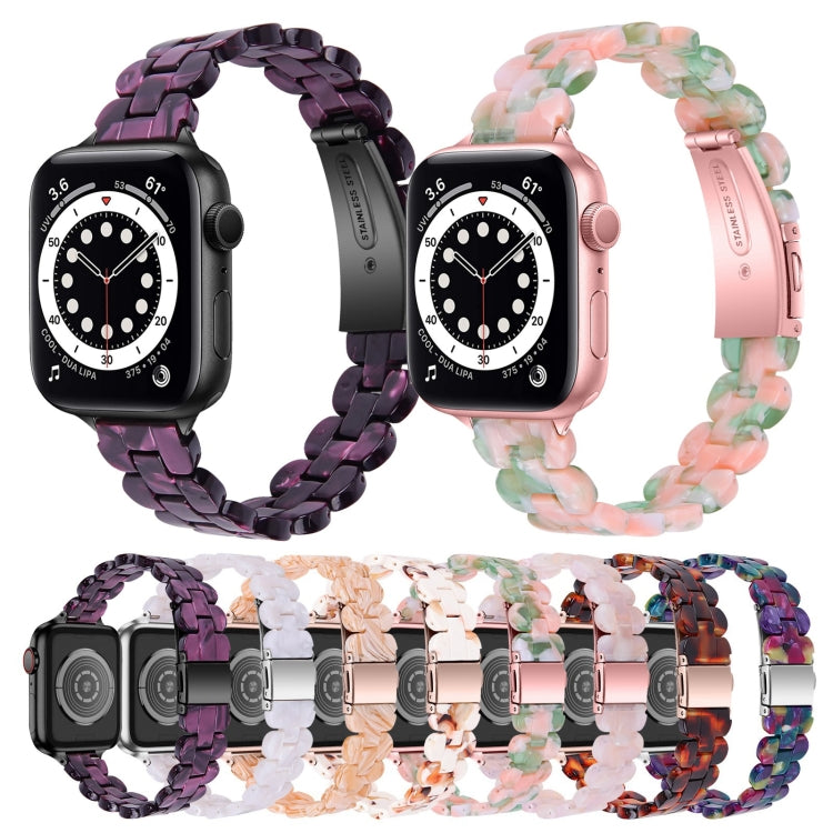 Oval Resin Watch Band For Apple Watch Series 9&8&7 41mm / SE 3&SE 2&6&SE&5&4 40mm / 3&2&1 38mm(Rainbow) - Watch Bands by PMC TechLife | Online Shopping South Africa | PMC TechLife | Buy Now Pay Later Mobicred
