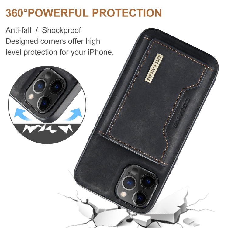 For iPhone 12 Pro Max DG.MING M2 Series 3-Fold Multi Card Bag + Magnetic Back Cover Shockproof Case with Wallet & Holder Function(Black) - iPhone 12 Pro Max Cases by DG.MING | Online Shopping South Africa | PMC TechLife | Buy Now Pay Later Mobicred