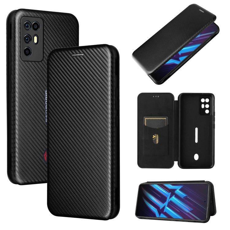 For ZTE Nubia Red Magic 6R Carbon Fiber Texture Horizontal Flip TPU + PC + PU Leather Case with Card Slot(Black) - free shipping - PMC TechLife - Order now!