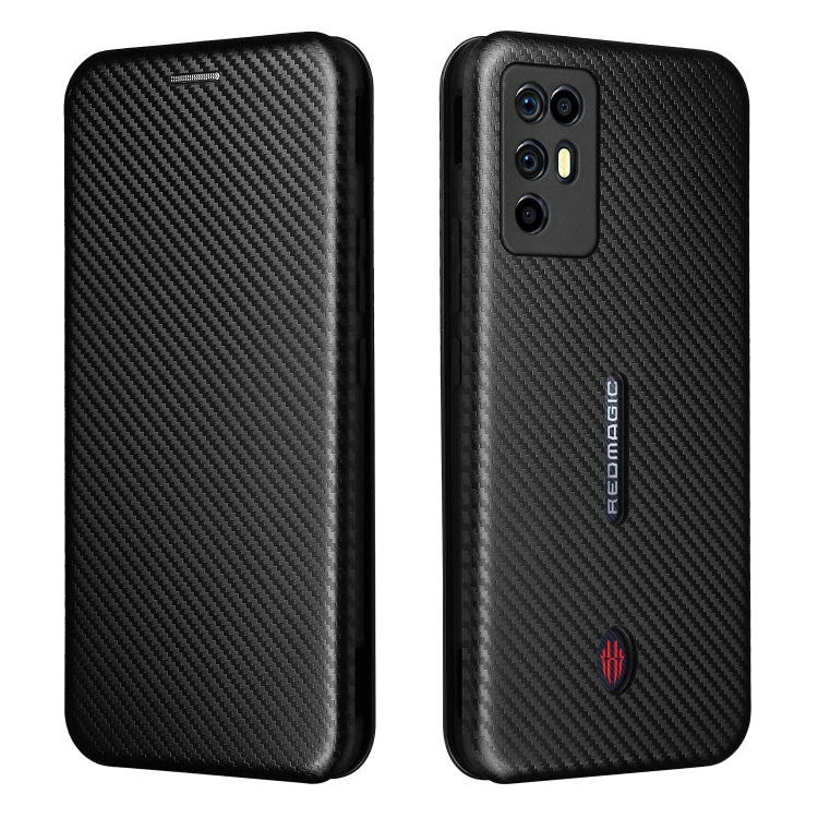 For ZTE Nubia Red Magic 6R Carbon Fiber Texture Horizontal Flip TPU + PC + PU Leather Case with Card Slot(Black) - free shipping - PMC TechLife - Order now!