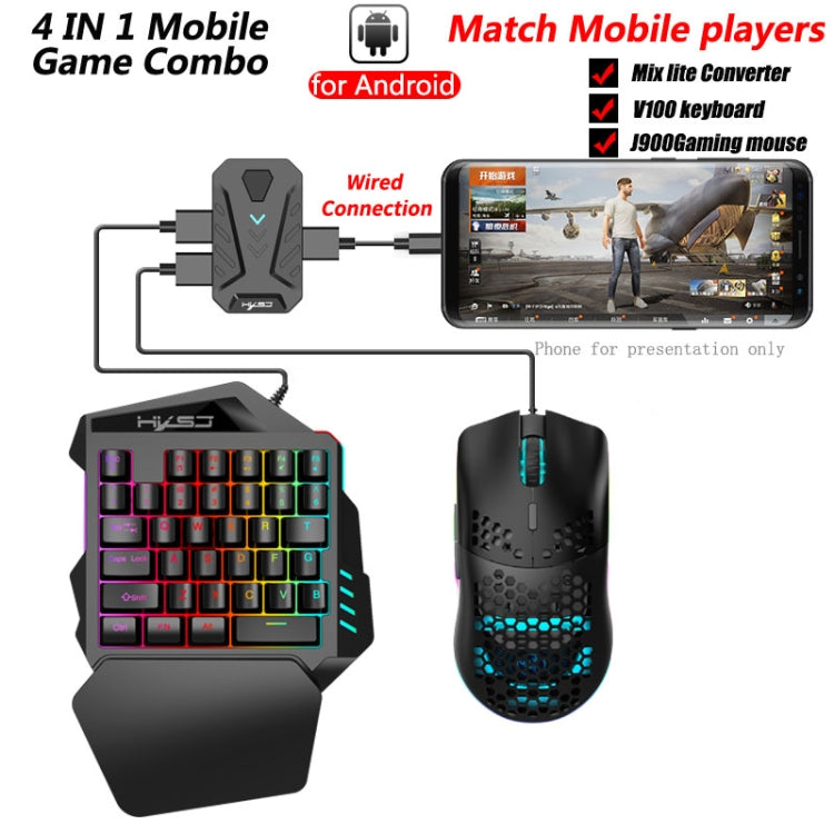 HXSJ V100+J900+P8 One-handed Keyboard + Programming Gaming Mouse + Keyboard Mouse Converter Set - free shipping - PMC TechLife - Order now!