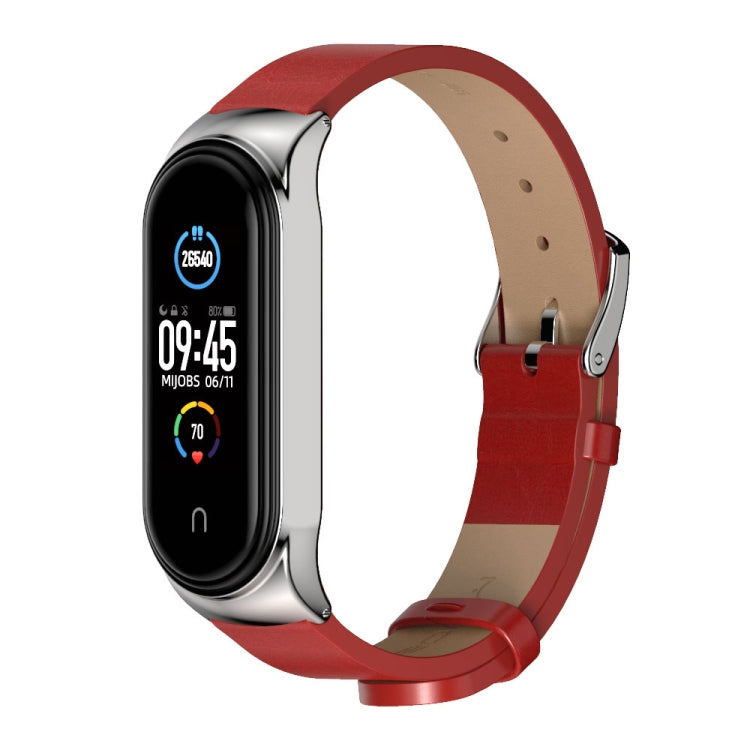 For Xiaomi Mi Band 6 / 5 / 4 / 3 Mijobs CS Microfiber Leather Watch Band(Red + Silver) - Watch Bands by MIJOBS | Online Shopping South Africa | PMC TechLife | Buy Now Pay Later Mobicred