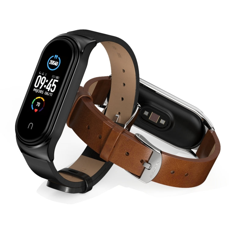 For Xiaomi Mi Band 6 / 5 / 4 / 3 Mijobs CS Microfiber Leather Watch Band(Brown + Silver) - free shipping - PMC TechLife - Order now!