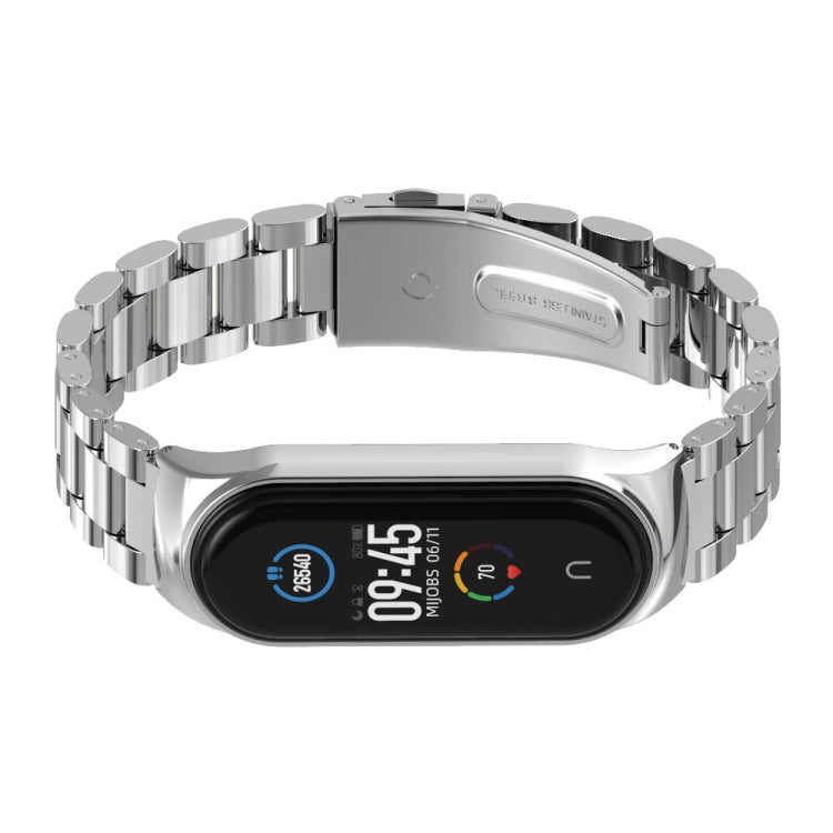 For Xiaomi Mi Band 6 / 5 / 4 / 3 Mijobs CS Metal Three Bead Stainless Steel Watch Band(Silver) - Watch Bands by MIJOBS | Online Shopping South Africa | PMC TechLife | Buy Now Pay Later Mobicred