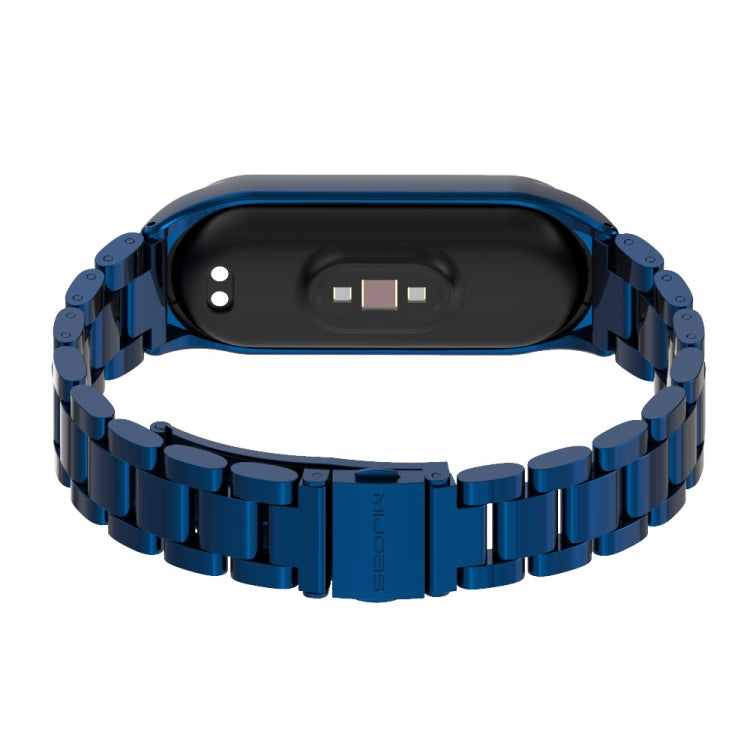 For Xiaomi Mi Band 6 / 5 / 4 / 3 Mijobs CS Metal Three Bead Stainless Steel Watch Band(Blue) - Watch Bands by MIJOBS | Online Shopping South Africa | PMC TechLife | Buy Now Pay Later Mobicred