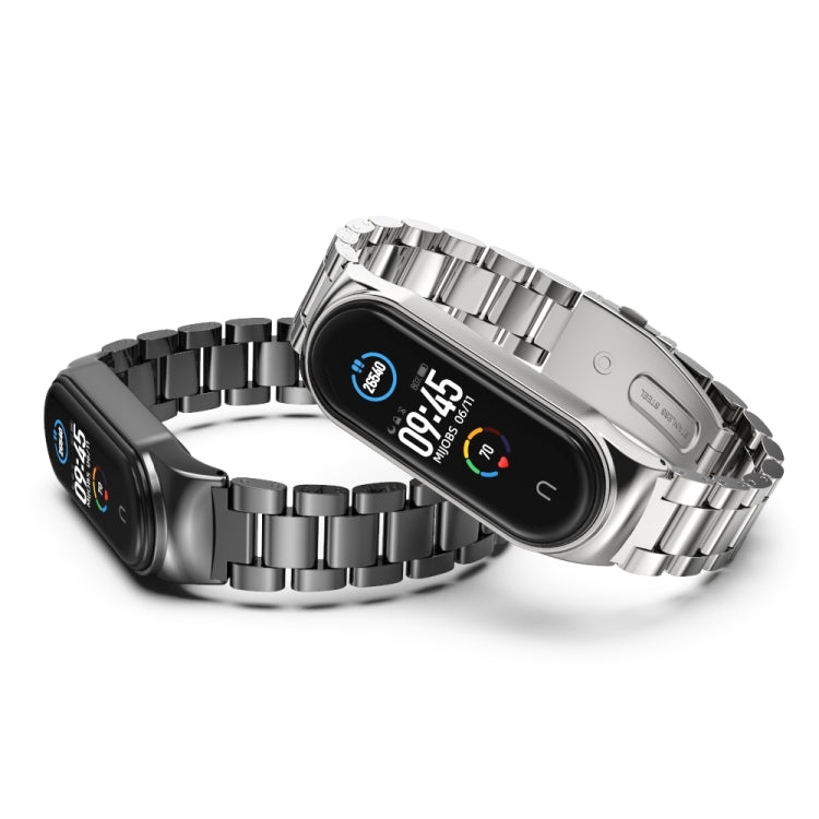 For Xiaomi Mi Band 6 / 5 / 4 / 3 Mijobs CS Metal Three Bead Stainless Steel Watch Band(Rose Gold) - free shipping - PMC TechLife - Order now!
