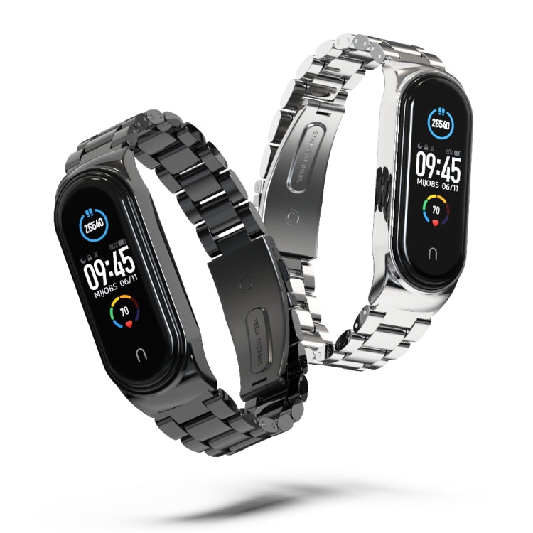For Xiaomi Mi Band 6 / 5 / 4 / 3 Mijobs CS Metal Three Bead Stainless Steel Watch Band(Rose Gold) - free shipping - PMC TechLife - Order now!