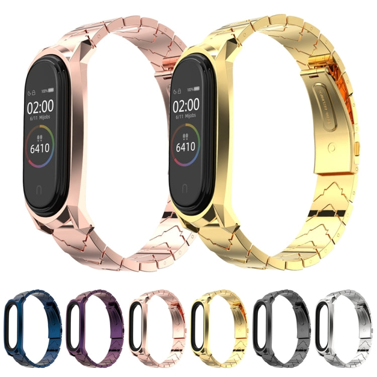 For Xiaomi Mi Band 6 / 5 / 4 / 3 Mijobs GT Metal Stainless Steel V Type Watch Band(Black) - Watch Bands by MIJOBS | Online Shopping South Africa | PMC TechLife | Buy Now Pay Later Mobicred