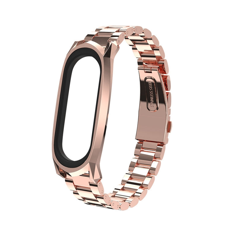 For Xiaomi Mi Band 6 / 5 / 4 / 3 Mijobs Three Beads Metal GT Stainless Steel Watch Band(Rose Gold) - Watch Bands by MIJOBS | Online Shopping South Africa | PMC TechLife | Buy Now Pay Later Mobicred