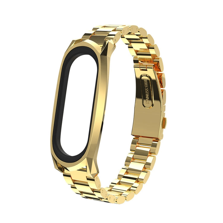 For Xiaomi Mi Band 6 / 5 / 4 / 3 Mijobs Three Beads Metal GT Stainless Steel Watch Band(Gold) - Watch Bands by MIJOBS | Online Shopping South Africa | PMC TechLife | Buy Now Pay Later Mobicred