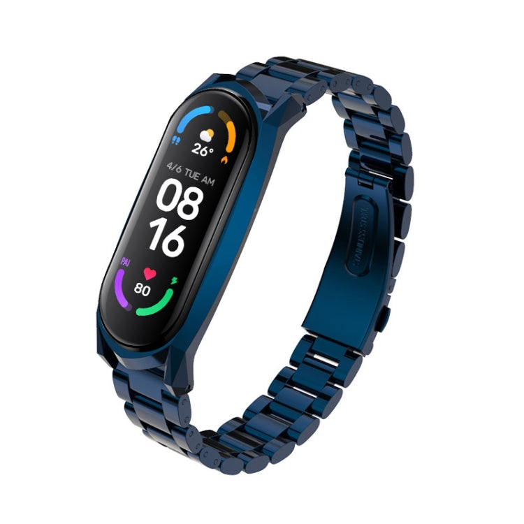 For Xiaomi Mi Band 6 / 5 / 4 / 3 Mijobs Three Beads Metal GT Stainless Steel Watch Band(Blue) - free shipping - PMC TechLife - Order now!