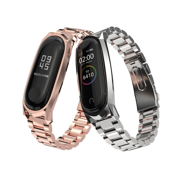 For Xiaomi Mi Band 6 / 5 / 4 / 3 Mijobs Three Beads Metal GT Stainless Steel Watch Band(Gold) - Watch Bands by MIJOBS | Online Shopping South Africa | PMC TechLife | Buy Now Pay Later Mobicred