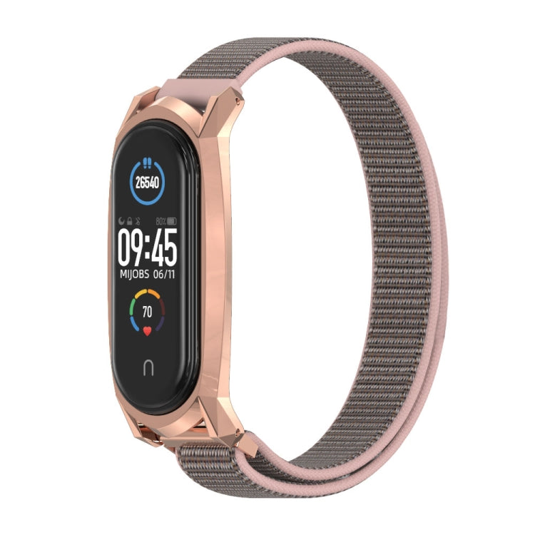 For Xiaomi Mi Band 6 / 5 / 4 / 3 Mijobs GT Nylon Loop Watch Band(Pink Sand Rose Gold) - Watch Bands by MIJOBS | Online Shopping South Africa | PMC TechLife | Buy Now Pay Later Mobicred