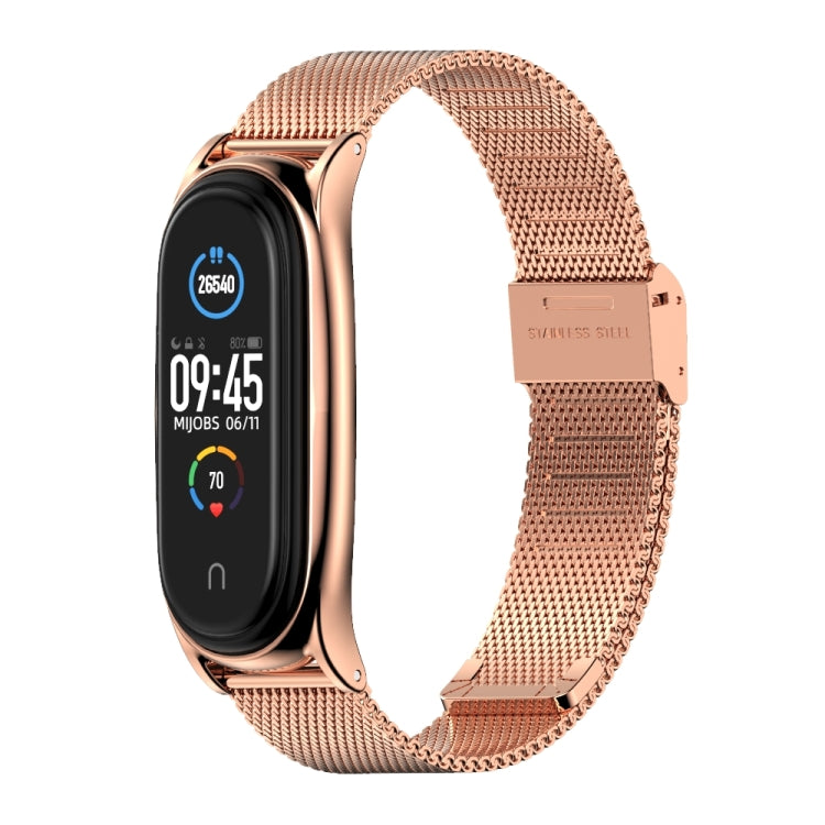For Xiaomi Mi Band 6 / 5 / 4 / 3 Mijobs Milan Buckle Plus Stainless Steel Watch Band(Rose Gold) - Watch Bands by MIJOBS | Online Shopping South Africa | PMC TechLife | Buy Now Pay Later Mobicred
