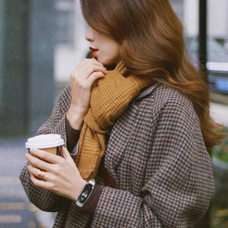 For Xiaomi Mi Band 6 / 5 / 4 / 3 Mijobs First Layer Cowhide Plus Watch Band(Brown Silver) - Watch Bands by MIJOBS | Online Shopping South Africa | PMC TechLife | Buy Now Pay Later Mobicred