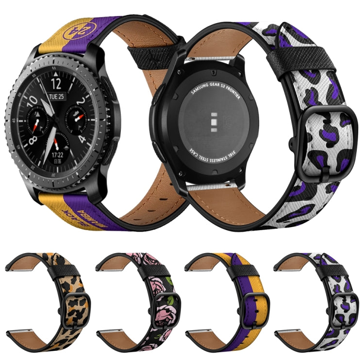 22mm For Xiaomi Haylou RT RS3 LS04 / LS05S Universal Printed Leather Watch Band(Rose) - Watch Bands by MIJOBS | Online Shopping South Africa | PMC TechLife | Buy Now Pay Later Mobicred