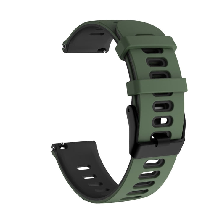 22mm For Xiaomi Haylou RT RS3 LS04 / LS05S Universal Two-color Silicone Watch Band(Army Green Black) - Watch Bands by MIJOBS | Online Shopping South Africa | PMC TechLife | Buy Now Pay Later Mobicred
