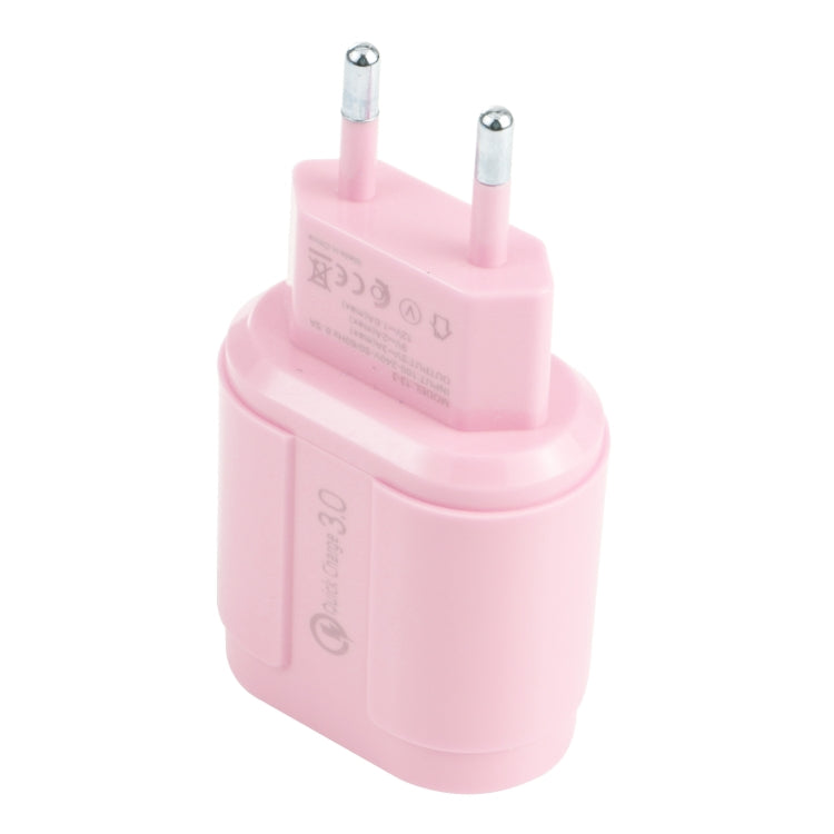 13-222 QC3.0 USB + 2.1A Dual USB Ports Macarons Travel Charger, EU Plug(Pink) - free shipping - PMC TechLife - Order now!