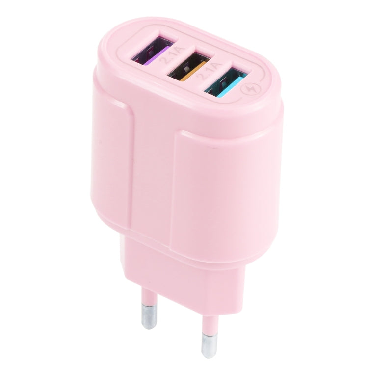 13-222 QC3.0 USB + 2.1A Dual USB Ports Macarons Travel Charger, EU Plug(Pink) - free shipping - PMC TechLife - Order now!