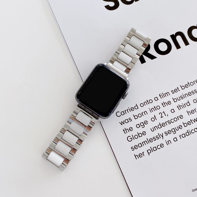 22mm Width Three Beads Ceramics Steel Watch Band For Apple Watch Ultra 49mm&Watch Ultra 2 49mm / Series 9&8&7 45mm / SE 3&SE 2&6&SE&5&4 44mm / 3&2&1 42mm(Gold+Black) - Watch Bands by PMC TechLife | Online Shopping South Africa | PMC TechLife | Buy Now Pay Later Mobicred