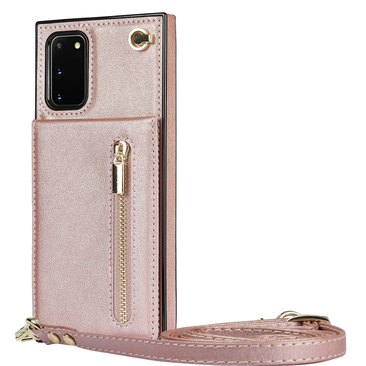 For Samsung Galaxy S20 FE 5G Cross-body Zipper Square TPU+PU Back Cover Case with Holder & Card Slots & Wallet & Strap(Rose Gold) - free shipping - PMC TechLife - Order now!